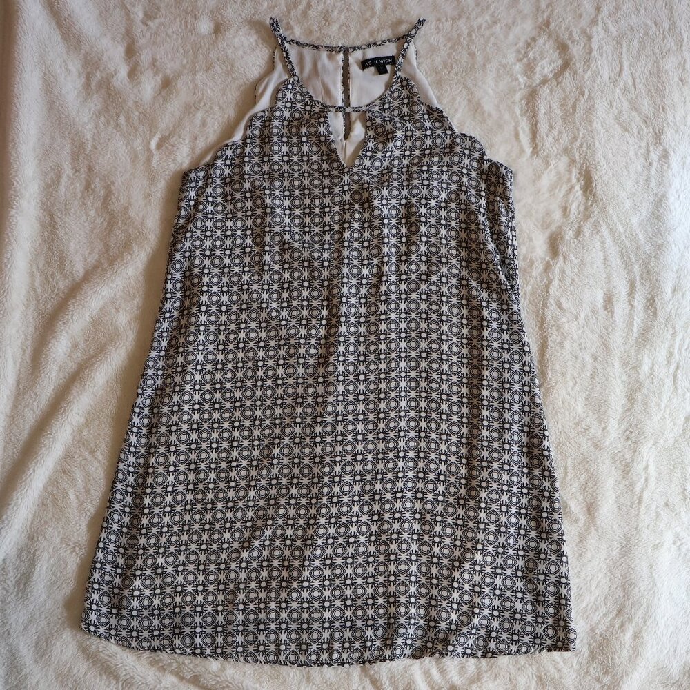 AS U WISH Black and White Sheath Dress Sz M Sleeveless Lined